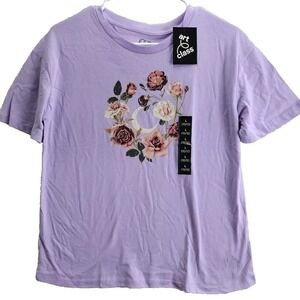 Art Class Kids Girls‎ Purple Floral Moon Graphic T Shirt Size L 10 12